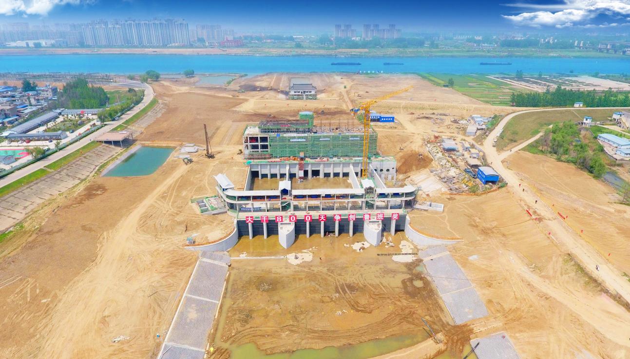 安徽水利蚌埠靚淮河龍子河口綜合樞紐布置工程。安徽建工集團(tuán)供圖